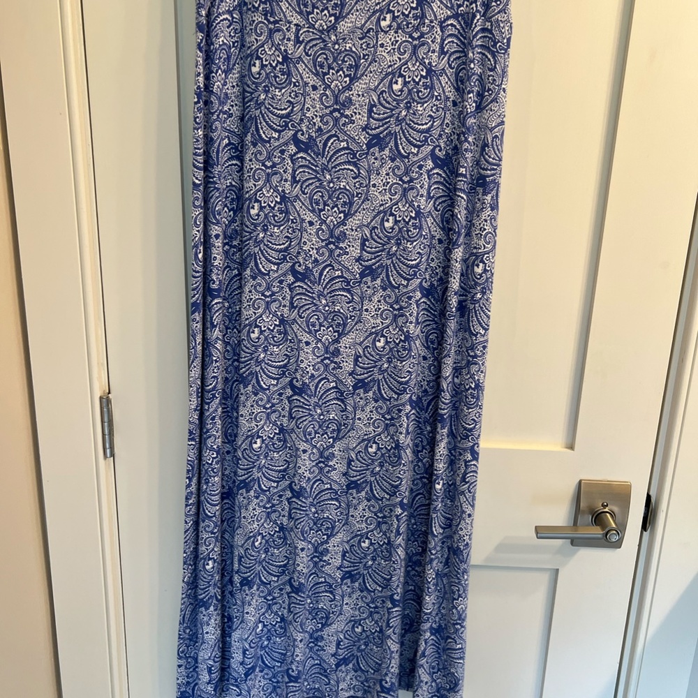 Talbots Blue and White Paisley Maxi Skirt